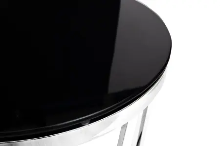 Приставной столик черный стеклянный с опорой хром Platz