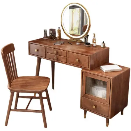 Туалетный столик с ящиками и тумбой со стеклянной дверцей Твигги