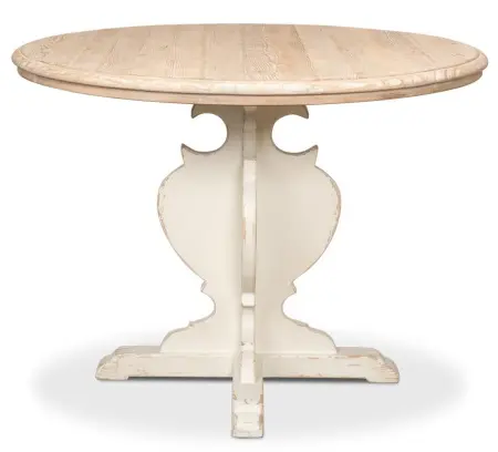 Обеденный стол круглый с деревянной столешницей