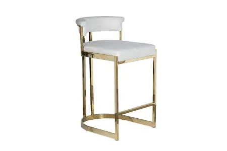 Стул барный, велюр светло-серый/золото 49х55х85