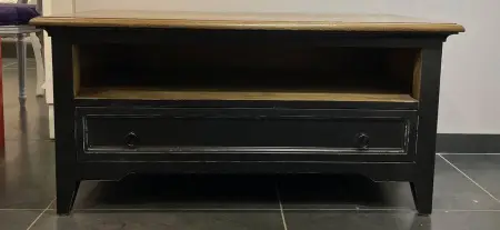 Прямоугольный журнальный столик Эбен, черный антик, с состариванием, столешница Директория