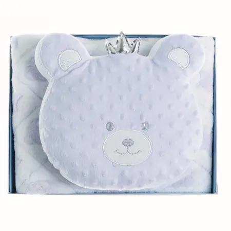 Набор детский в коробке (Плед флисовый + подушка) BLANC MINI BOYS голубой