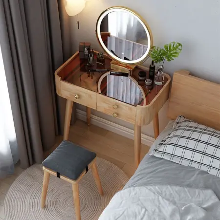 Туалетный столик с выдвижными ящиками и стеклянной столешницей Твигги