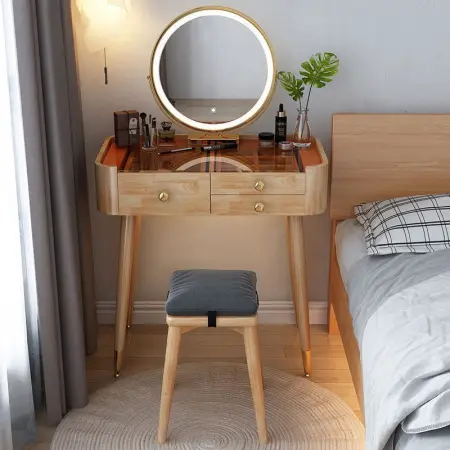 Туалетный столик с выдвижными ящиками и стеклянной столешницей Твигги