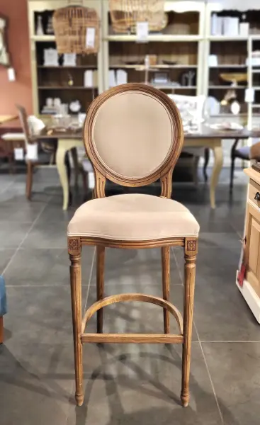 Барный стул с овальной спинкой Медальон, темный дуб