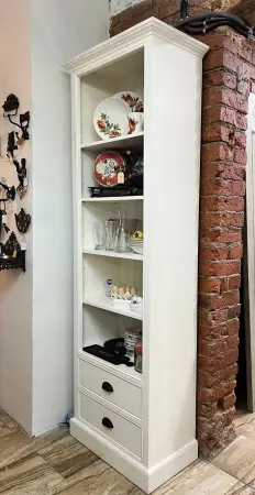 Шкаф книжный белый с ящиками Брюгге