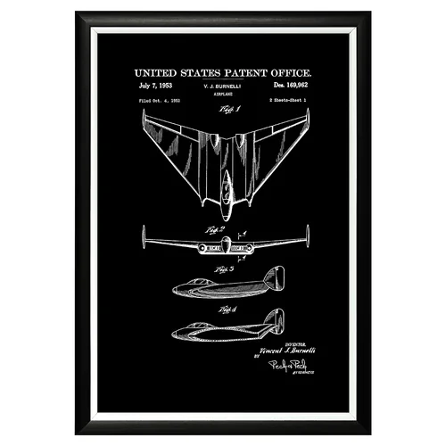 Арт-постер «Патент Винсента Бурнелли на самолет, 1953»