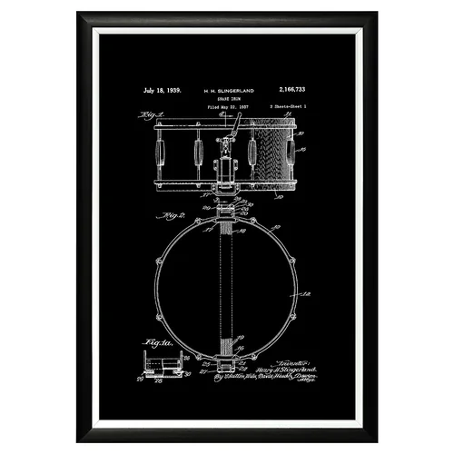Арт-постер «Патент на малый барабан Slingerland»