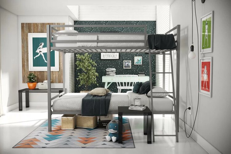 минималистичная металлическая двухъярусная кровать в комнате подростков.jpg