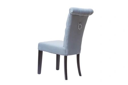 Стул обеденный с высокой спинкой и стяжкой серо-голубой лен Contento
