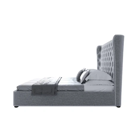 Кровать двуспальная 180х200 см светло-серая шерсть Henbord