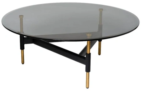 Журнальный столик стеклянный черный 90 см