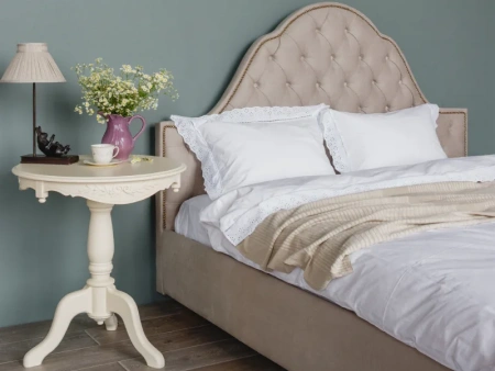 Кровать двуспальная 180х200 желтая с каретной стяжкой Alina Tufted Wheat