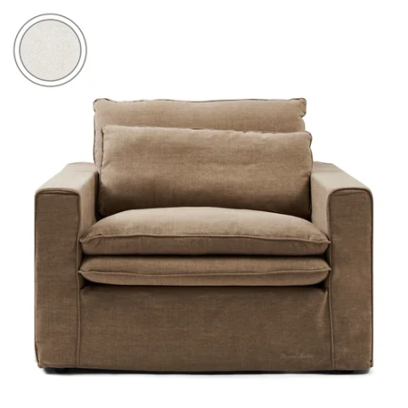Широкое кресло Continental Love Seat, ткань оксфорд, белый