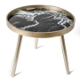 Журнальный столик круглый золото с черной столешницей 60 см Donna