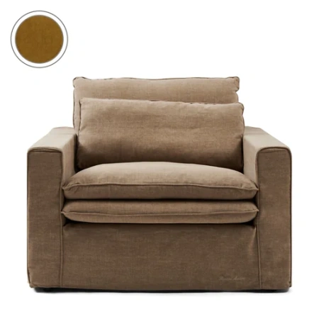 Широкое кресло Continental Love Seat, бархат, коньячный 