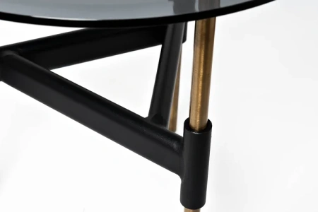 Приставной столик черный стеклянный 55 см Dodo