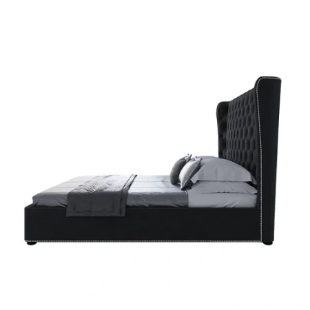 Кровать двуспальная 180х200 см антрацитовая шерсть Henbord