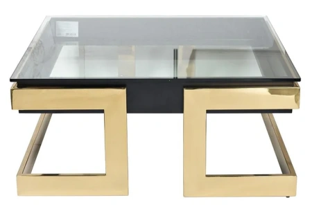 Журнальный столик стеклянный с золотыми ножками Marbella