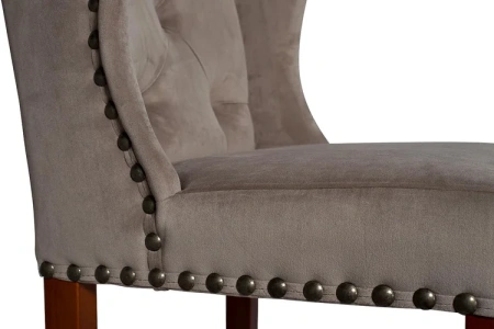 Стул барный мягкий, велюр бежево-серый Rais