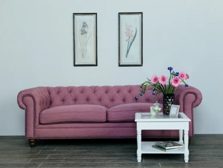 Диван бежевый бархатный Честер