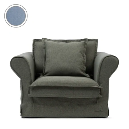 Широкое кресло Carlton Love Seat, выстиранный хлопок, голубой лед