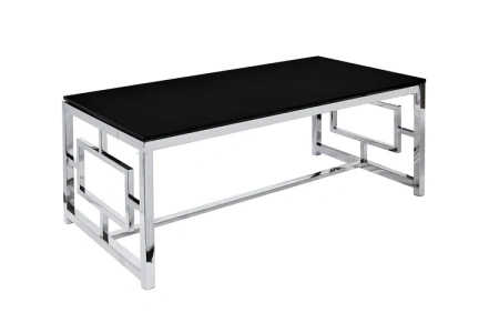 Журнальный столик черный с каркасом хром 120 см