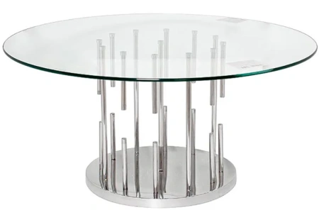 Журнальный столик стеклянный круглый на основании хром 100 см Grozdi