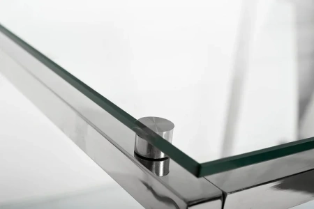 Журнальный столик стеклянный с полкой и каркасом хром 130 см