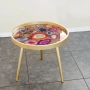 Журнальный столик круглый золото с разноцветной столешницей 60 см Donna