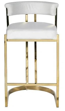 Стул барный, велюр светло-серый/золото 49х55х85
