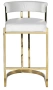 Стул барный, велюр светло-серый/золото 49х55х85