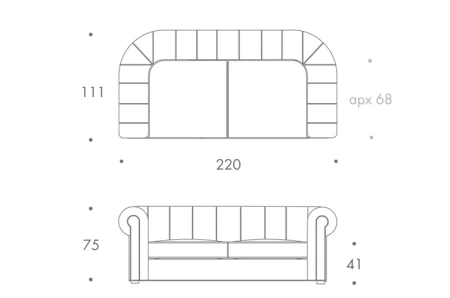 Диван Chestor 220х110 прямой синий