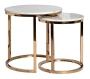 Приставной столик белый мраморный с золотым основанием, 2 штуки