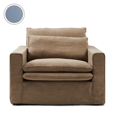 Широкое кресло Continental Love Seat, прохлопок, голубой лед