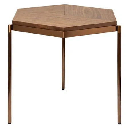 Журнальный столик дизайнерский на трех ножках с деревянным топом высота 49 см