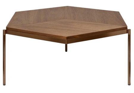 Журнальный столик дизайнерский на трех ножках с деревянным топом высота 40 см