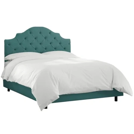 Кровать двуспальная 180х200 зеленая с каретной стяжкой Henley Tufted Teal