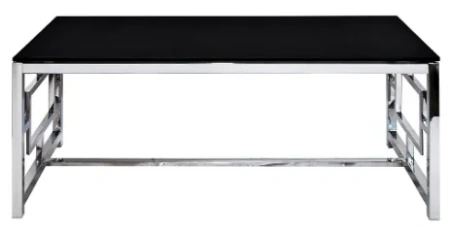 Журнальный столик черный с каркасом хром 120 см