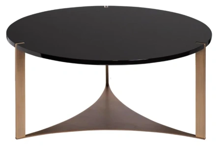 Журнальный столик черный круглый с металлическими ножками