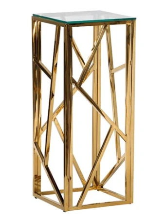 Приставной столик квадратный высокий с золотым основанием 30 см Estacada