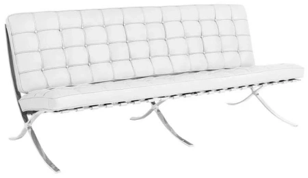 Диван "Барселона" трехместный, белый, экокожа 