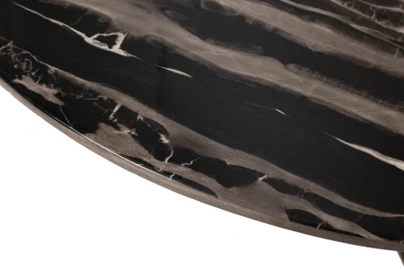 Журнальный столик круглый черный с топом под мрамор 98 см