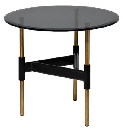 Приставной столик черный стеклянный 55 см Dodo