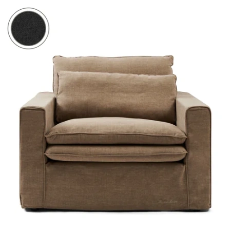 Широкое кресло Continental Love Seat, ткань оксфорд, базовый черный