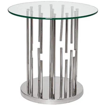 Приставной столик стеклянный с основанием хром 55 см Grozdi