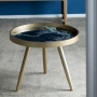Журнальный столик круглый золото с черной столешницей 60 см Donna