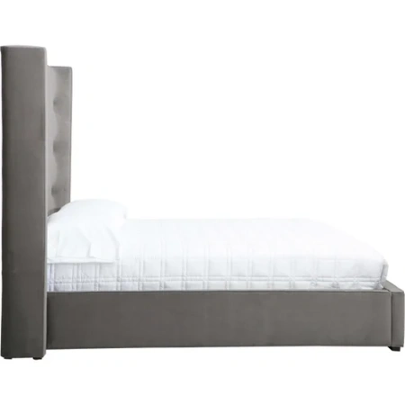 Кровать двуспальная 160х200 серая из велюра Hamel