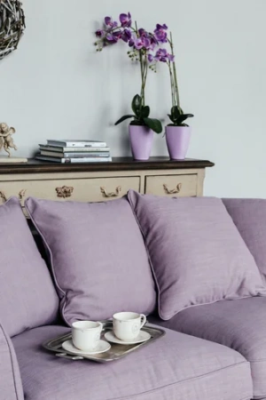 Диван раздвижной трехместный Фабиан сиреневый (ткань кат. В)